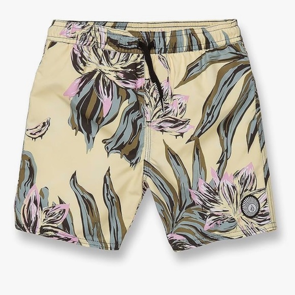 Volcom Boys Swim Trunks - UPF 50+ Quick Dry Board Shorts with Drawstring Waist - Picture 1 of 5